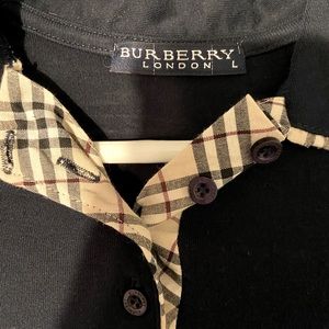 Vintage ladies small or kids large Burberry long sleeve Navy blue polo.
